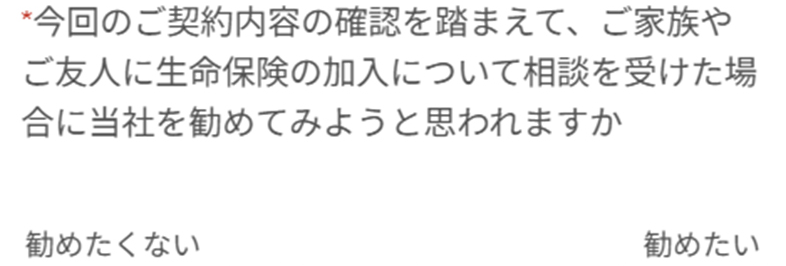 今回のご契約内容の確認を踏まえて、ご家族やご友人に生命保険の加入について相談を受けた場合に当社を勧めてみようと思われますか